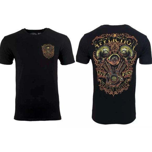 AFFLICTION THUNDER Men's T-shirt BLACK Biker MMA - Picture 3 of 11